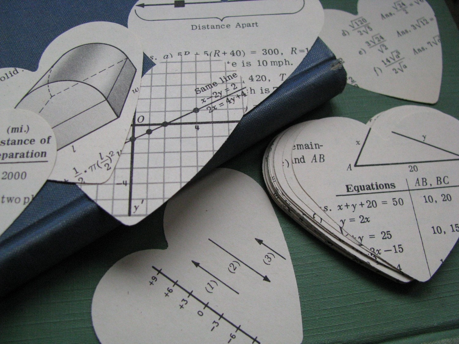 I Heart Algebra. Hand Punched Hearts From 1960 McGraw Algebra Book