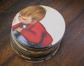 Vintage Hand Punched Children's Book Illustrations 2 Inch Circles