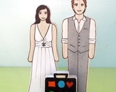 Custom Wedding/Commitment Cake Topper, Couple With Suitecase