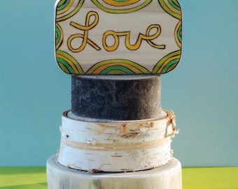 Personalized Cursive Love Sign Weddding Cake Topper or Photo Prop- Curves