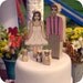 Custom Wedding Cake Topper couple with Three Pets