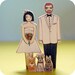 Custom Wedding Cake Topper couple with Three Pets