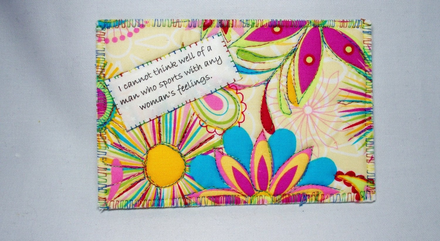 WOMAN'S FEELINGS, Jane Austen quilted postcard