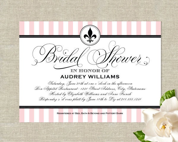 French Fleur de Lis Bridal Shower Invitations - Paris France Theme