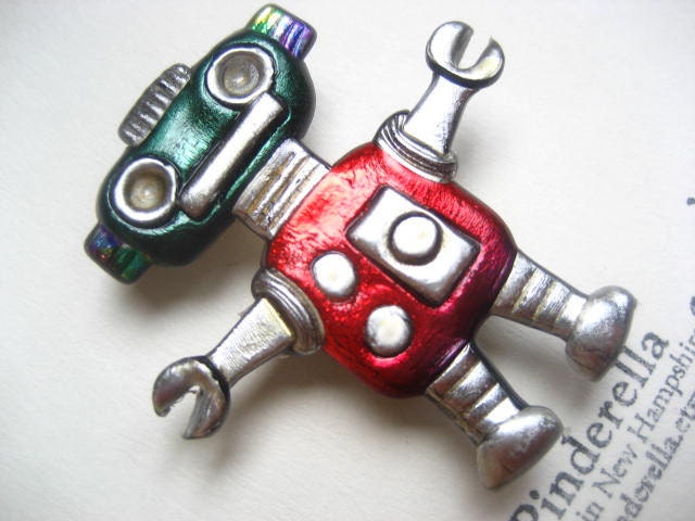 Robot Brooch Pin Little Frankenbot Monster
