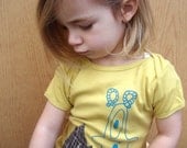 NEW character - goateye - hand screen printed tee - ORGANIC infant lap tee
