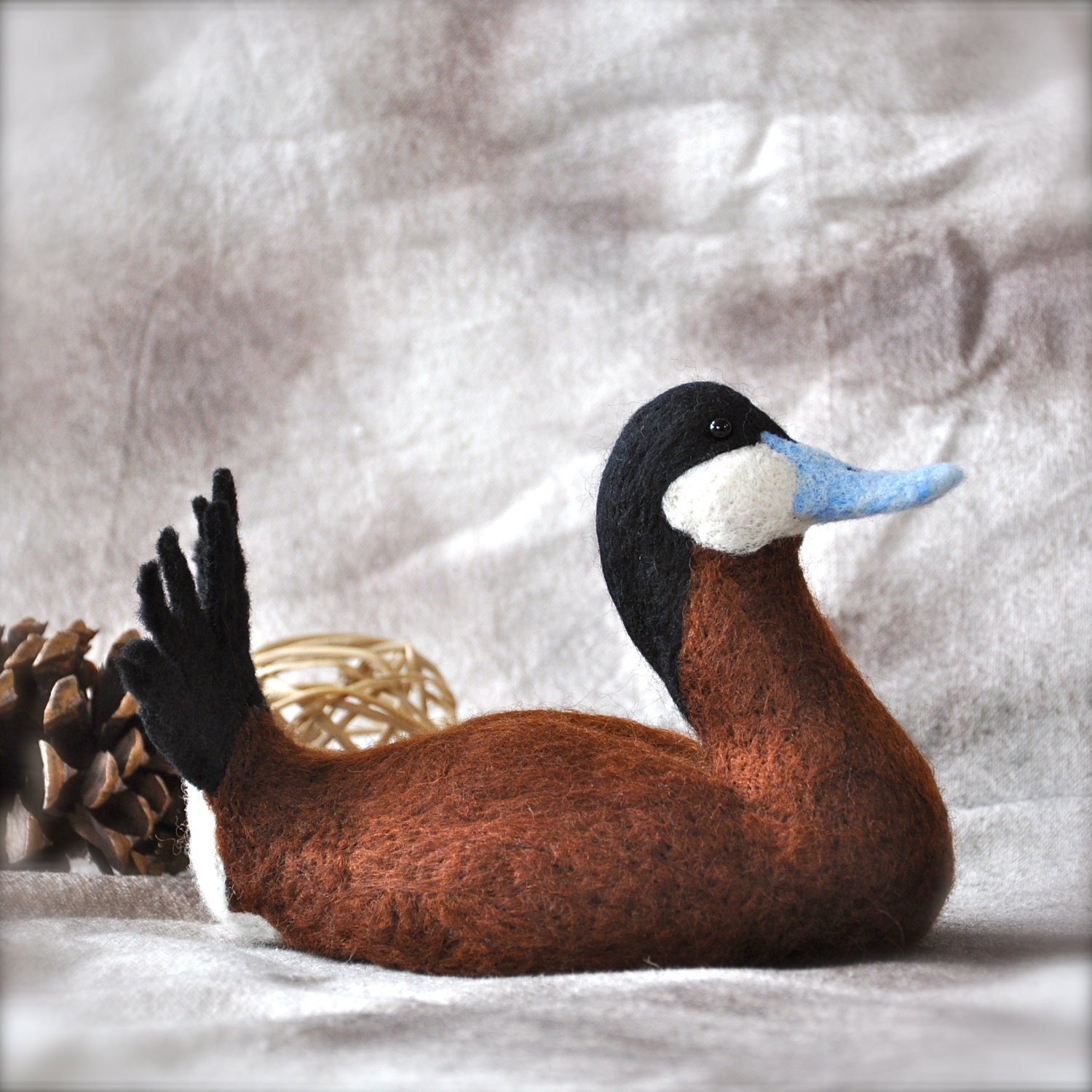 Needle Felted wool Ruddy Duck - Decoy- wildlife bird sculpture