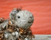 Needle Felted Sheep - Natural brown and grey wool lamb - needle felted animals