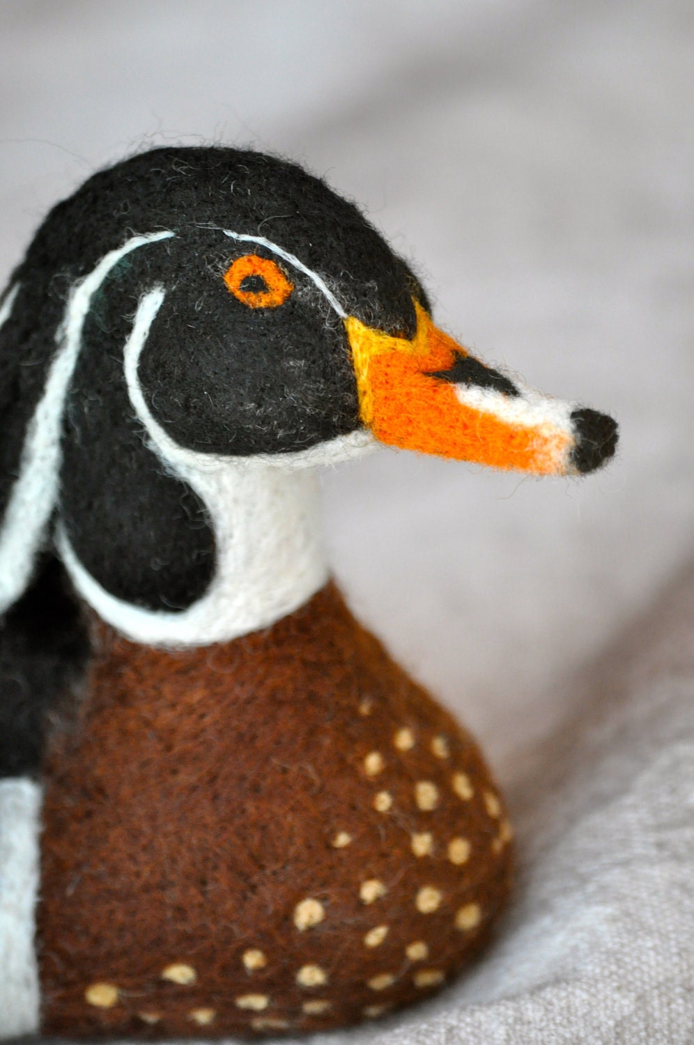 Needle Felted Wood Duck Decoy - waterfowl bird made out of wool