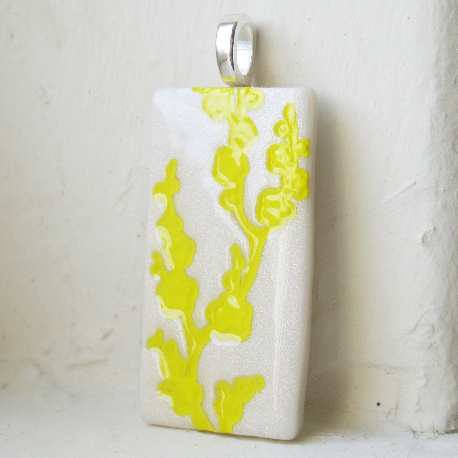 Handmade Stamped Yellow Flower Necklace