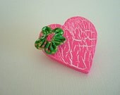 Shabby Wooden Heart Brooch