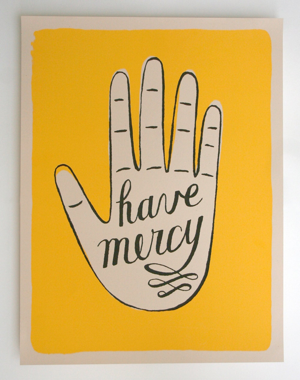 screenprinted poster: have mercy hand