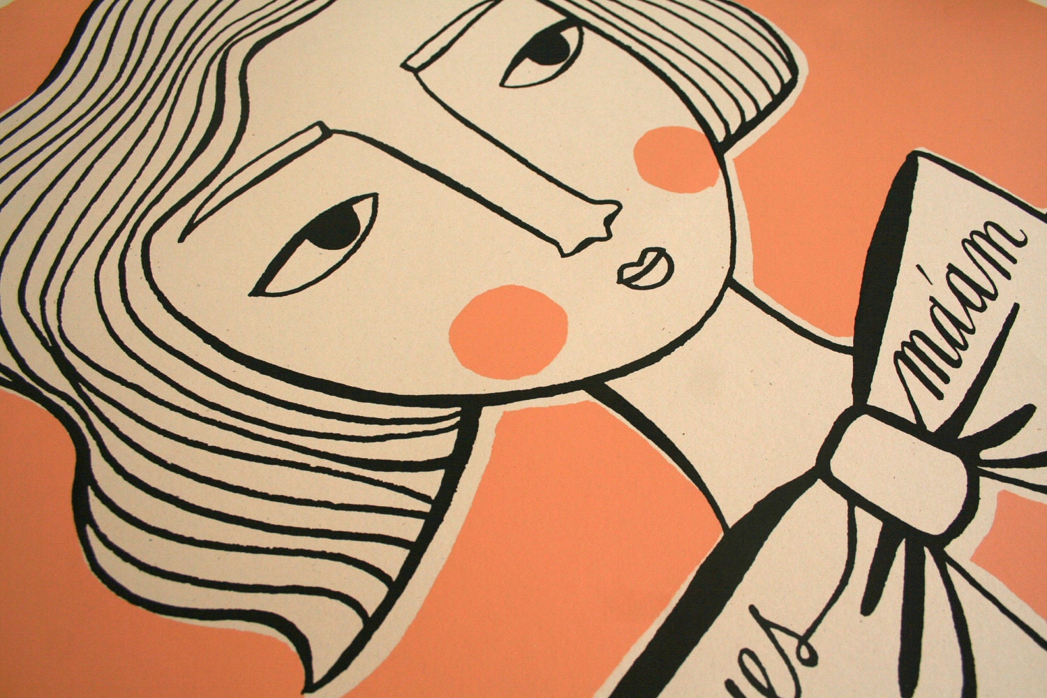 screenprinted poster: girl with bow