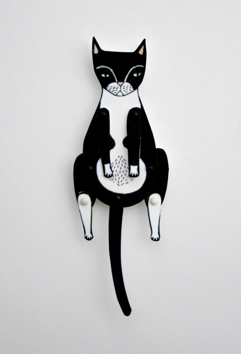 kitty cat moveable paper doll (tuxedo)