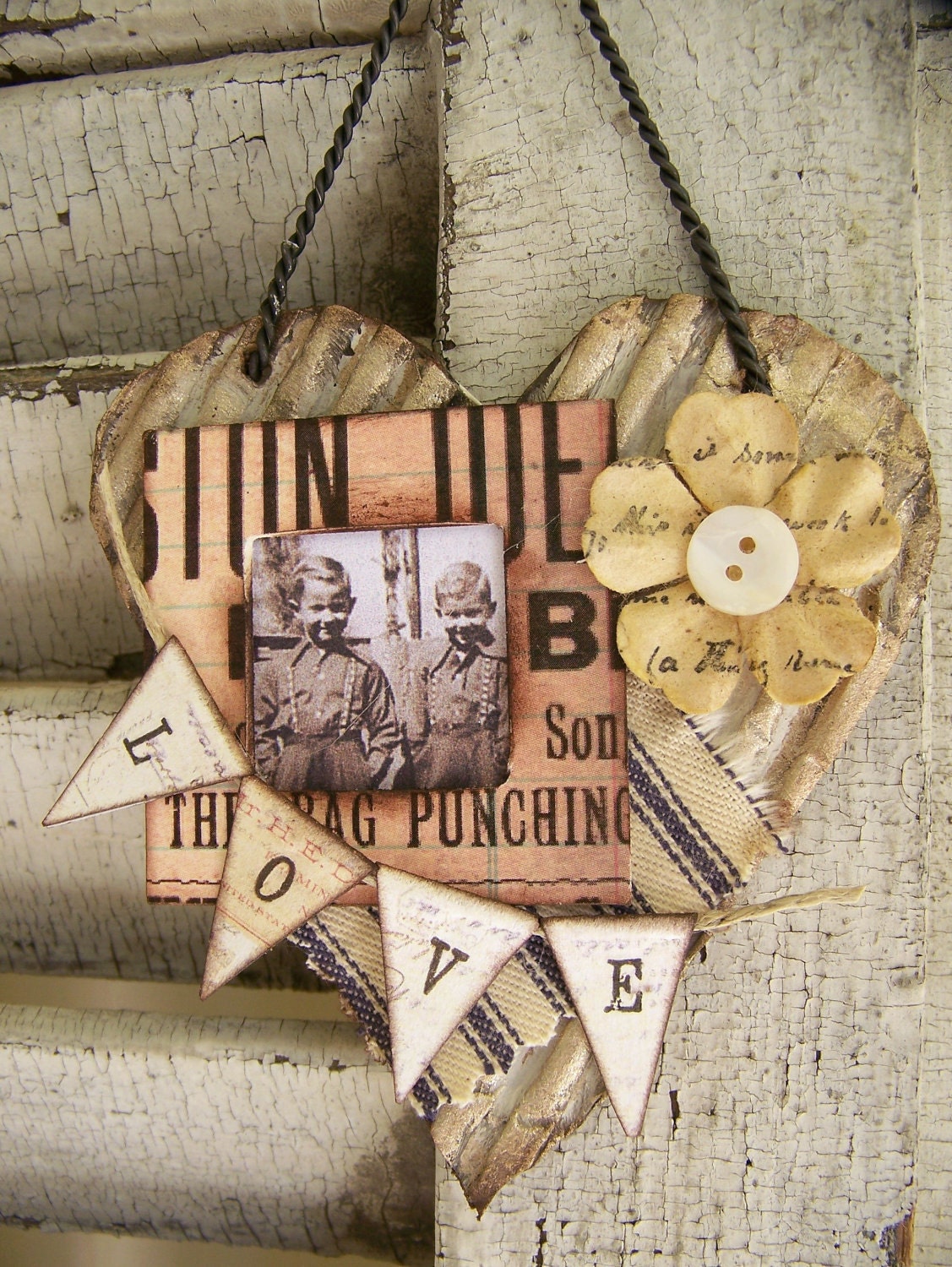 Vintage Altered Art Collage Vintage Mixed Media Cottage by QueenBe