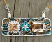 Teal and Topaz Suspension Series Wire Wrapped Necklace Reclaimed