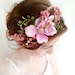 pink flower dogwood headpiece, wedding hair piece, hair accessories - FROLIC - fern, green wedding, flower girl
