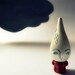Rain ACEO - Mini Photo - Wooden art doll hand painted storm grey gray drop cloud fantasy art