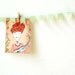 Shabby chic girly ACEO art Print - Melody peach pink rose country girl music guitar vintage dress
