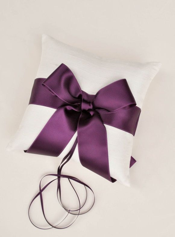 Purple and Ivory Silk Dupioni Ring Bearer Pillow