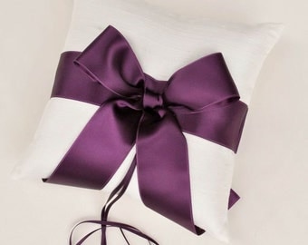 Purple and Ivory Silk Dupioni Ring Bearer Pillow