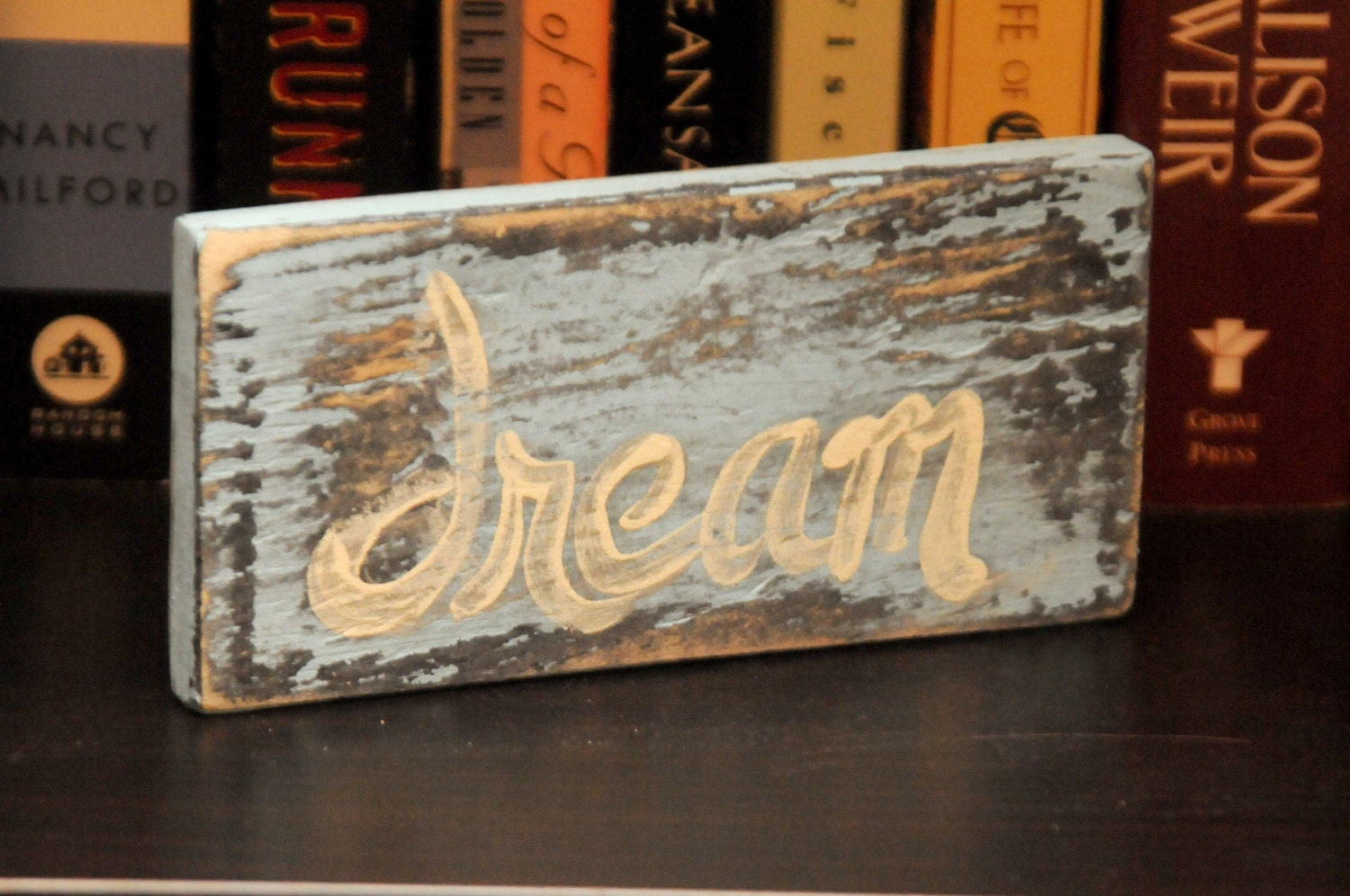 Wooden Word Art Handpainted Sign, DREAM, shabby chic, distressed, small