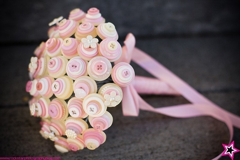 Pretty in Pink Bridal Button Bouquet