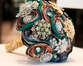 Satin Button Bouquet with Brooch Accents - Made To Order