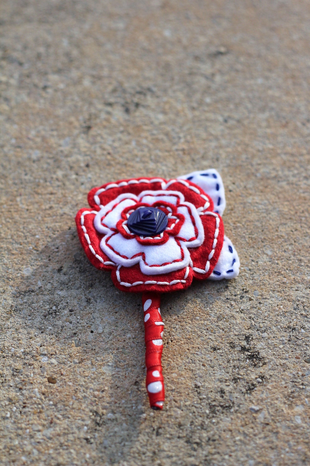 Red White and Blue Felt Button Boutonniere
