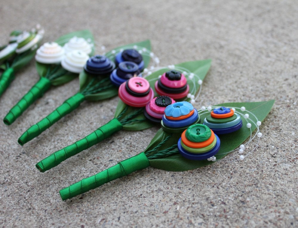 Custom Button Boutonniere - Your Colors