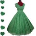 Dress Vintage 50s GREEN Lace Full Skirt Party Prom Dress S Long Gown