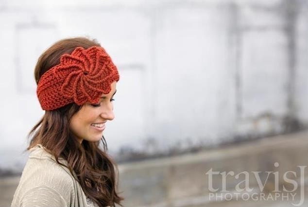 PDF PATTERN Crochet spiral flower headband / earwarmer
