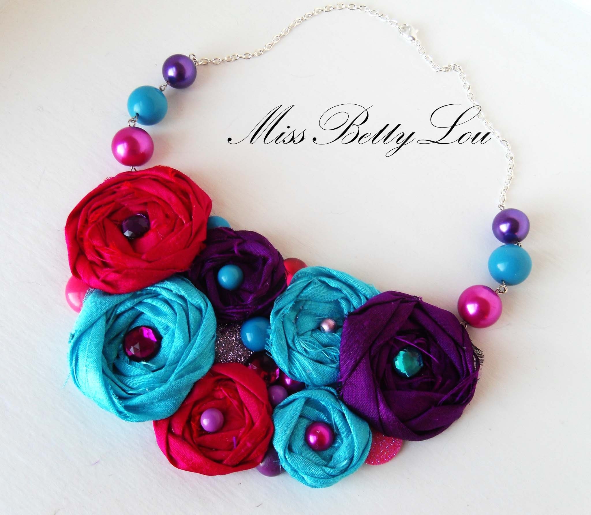 Berry Beautiful Pink Purple and Blue Statement Necklace -DISCOUNT-