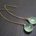 Light Blue Chalcedony Briolette on Long Hook Earwire Earrings