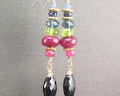 Multi-Gemstone Gold Fill Earrings - (410)