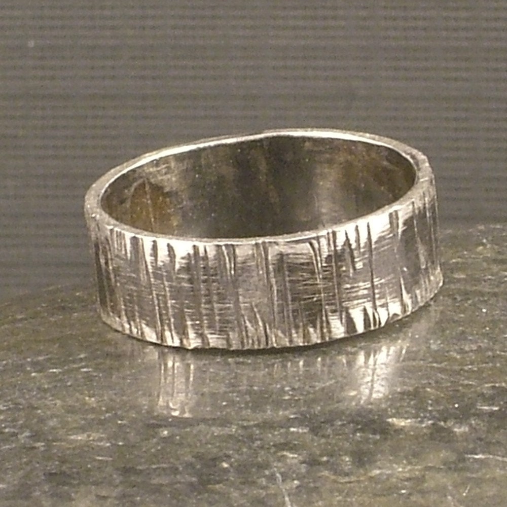 Distressed Silver Ring / Hammered Wide Sterling Band - Mens Silver Rings - Womens Silver Rings - Organic yet Classic