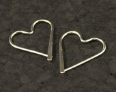 Silver Heart Hoops / Catchless Sterling Earrings / Hammered Sweethearts