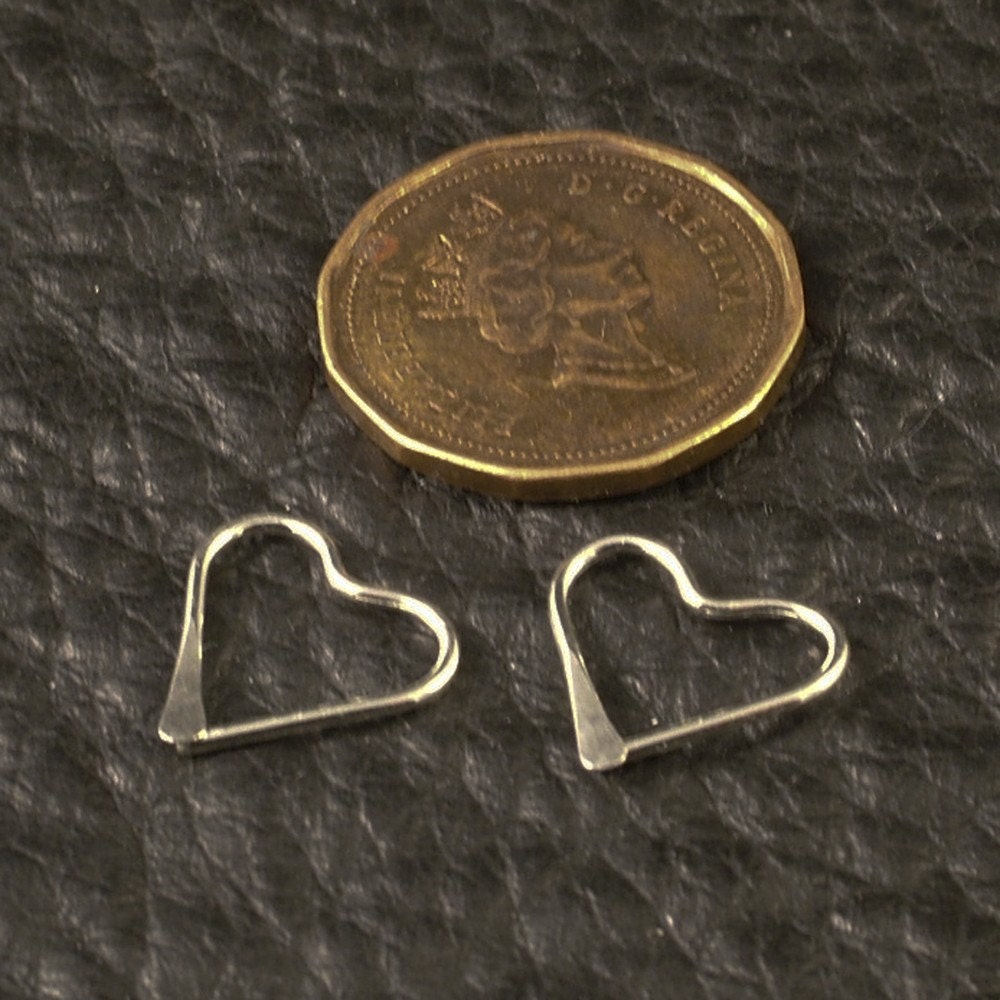 Tiny Silver Heart Hoops / Little Sterling Hoops / Seamless Catchless Cartilage / Tragus / Helix / Nose Ring