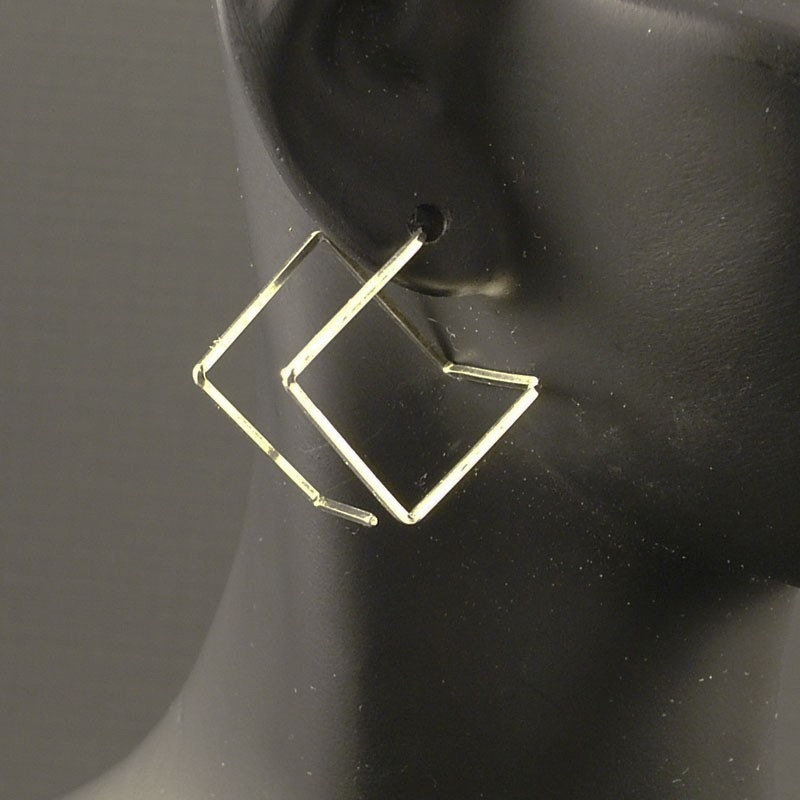 Square Silver Earrings - Square Unique Different Artisan Cube Modern Earrings - Sterling Silver Earrings - A Pair of Squares