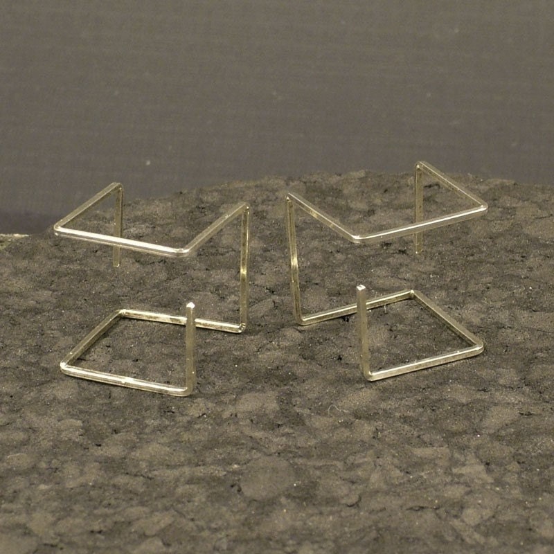 Square Silver Earrings - Square Unique Different Artisan Cube Modern Earrings - Sterling Silver Earrings - A Pair of Squares