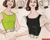 Vintage 1960 Advance 9376 Sewing Pattern Misses' Blouses and Cummerbund Size 16 Bust 36