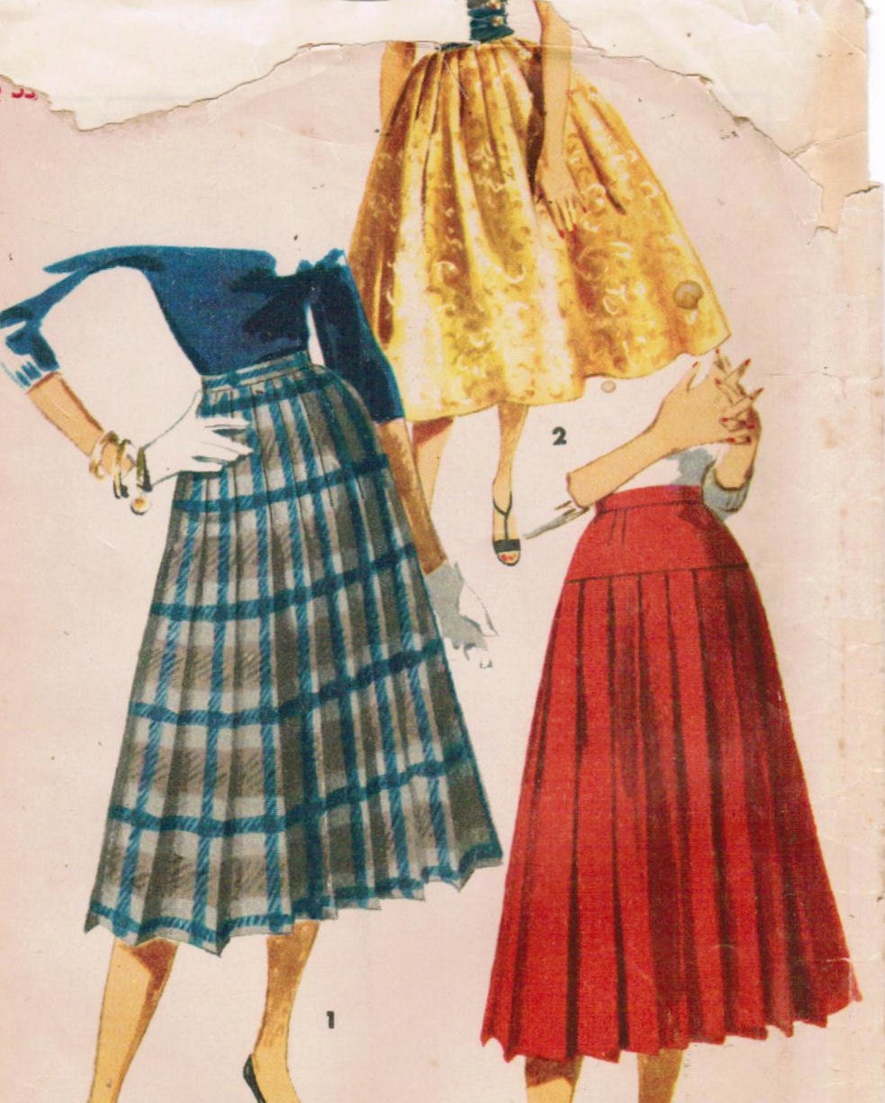 1950s Simplicity 1314 UNCUT Vintage Sewing Pattern Misses' Skirts Size Waist 24