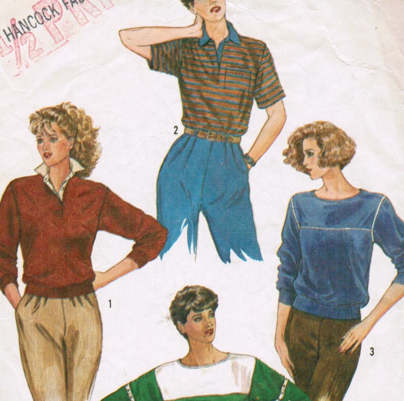 Vintage 1984 Simplicity 6710 Sewing Pattern Misses' Set of Tops Size 14 Bust 36