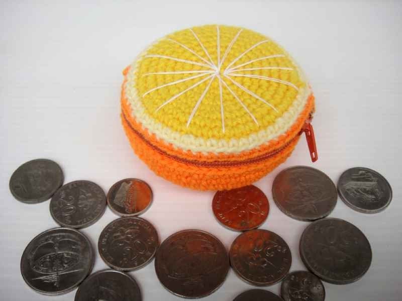 Crochet Fruit Purse - ORANGE