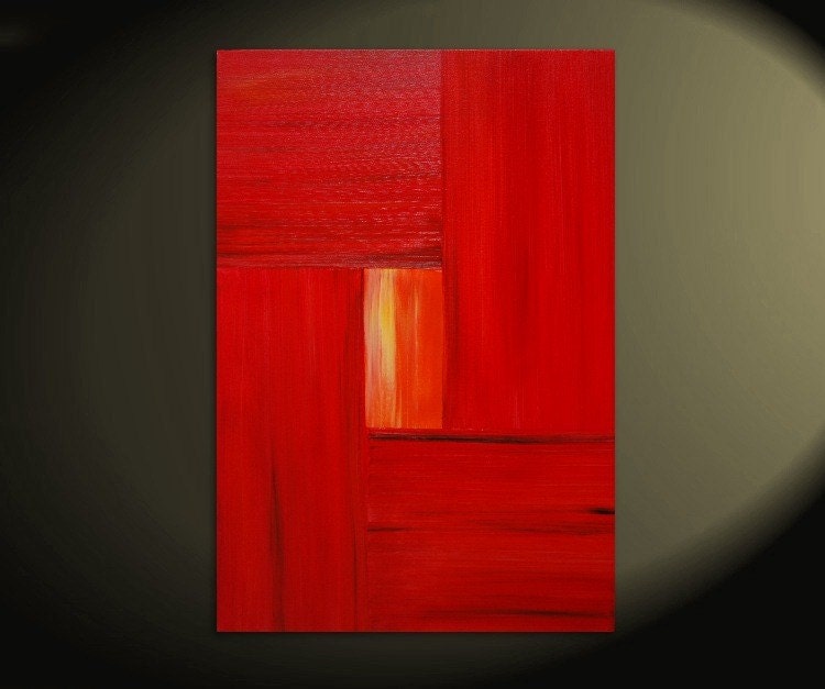 Large Red Modern Abstract Painting Urban Original Art on Stretched Canvas 24x36 on Michael: Tuesdays and Thursdays TV show Custom