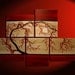 HUGE Zen Wall Art Red and Gold Large Painting Contemporary Abstract Asian Fusion Gnarly Plum Blossom Art Custom 56x40