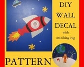 Fabric Wall Decal with Matching Rug, DIY, Tutorial ebook Pattern, these applique patterns can be used for playhouses, Instant Download