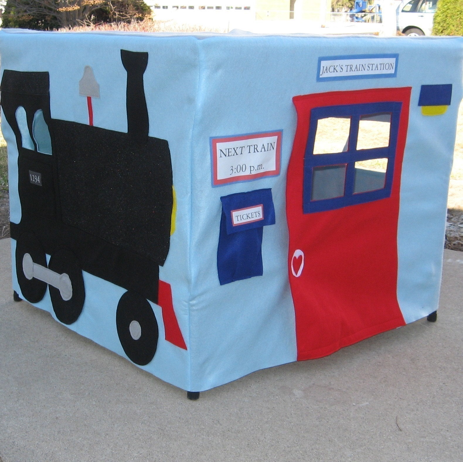 All Aboard Train Station Card Table Playhouse, Custom Order, Personalized