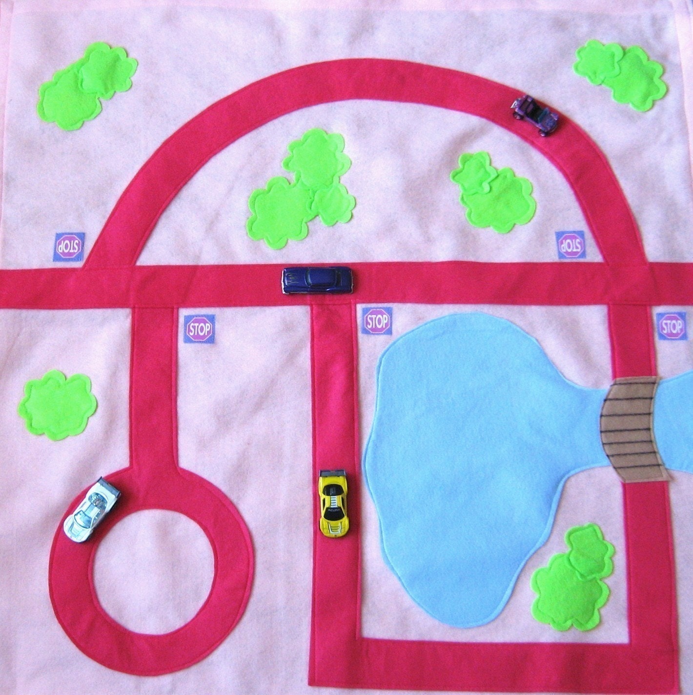 Little Miss Race Car Driver Roadway Play Mat with Personalized Carry Bag