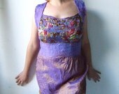 Nuno Felted Silk Dress or Top  with Back Lines - The Gardener ( M or L size)